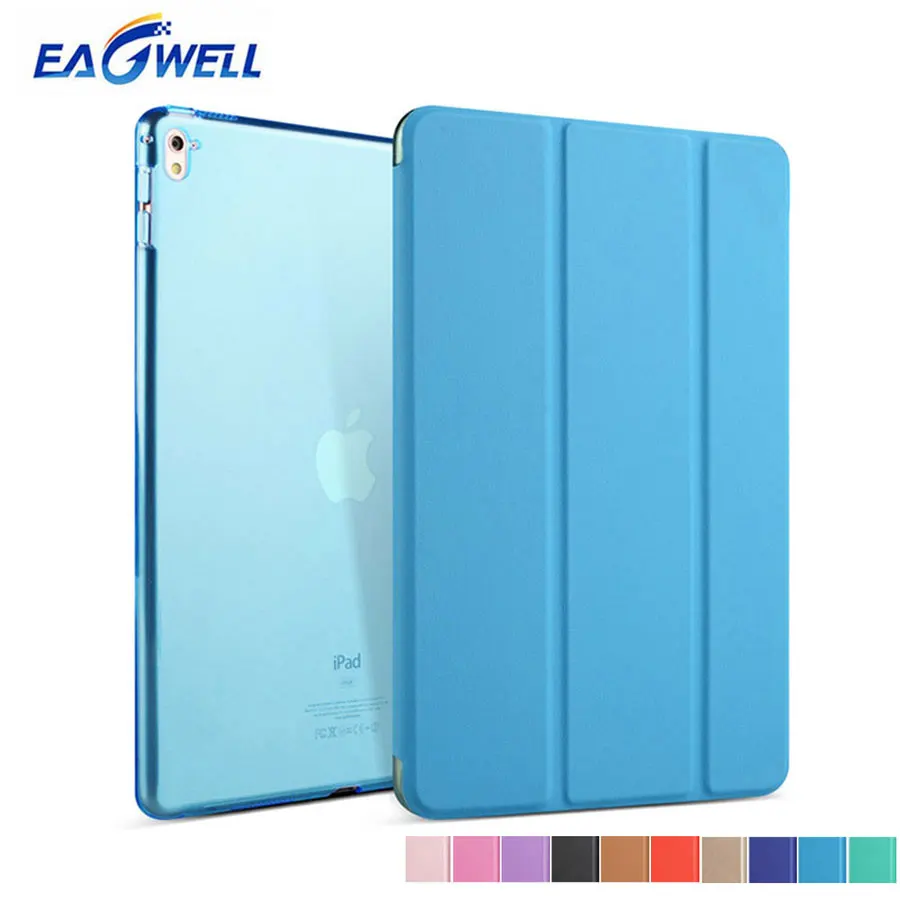 

Case for New iPad 9.7 2017 Ultra Slim Tablet Leather Folding Case Stand Transparent Back Cover for iPad 9.7 inch Auto Sleep Wake