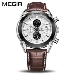 MEGIR оригинальный для мужчин кварцевые часы Reloj Hombre кожа бизнес часы мужские часы хронограф Армия Военные Спортивные часы мужской 2020