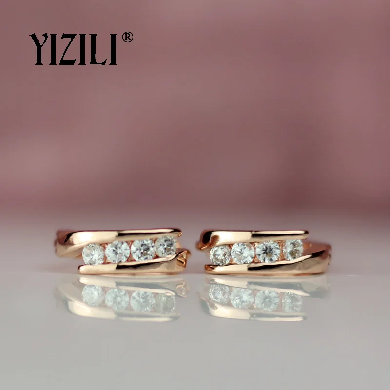 Серьги подвески YIZILI из розового золота 585 пробы с натуральным
