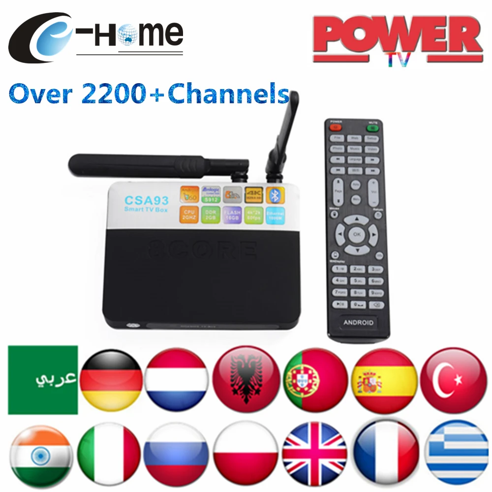 CSA93 Android 6.0 TV Box 2GB/16GB Germany Power IPTV S912 H.265 4K Thailand French Netherlands Portugal Korean Israel