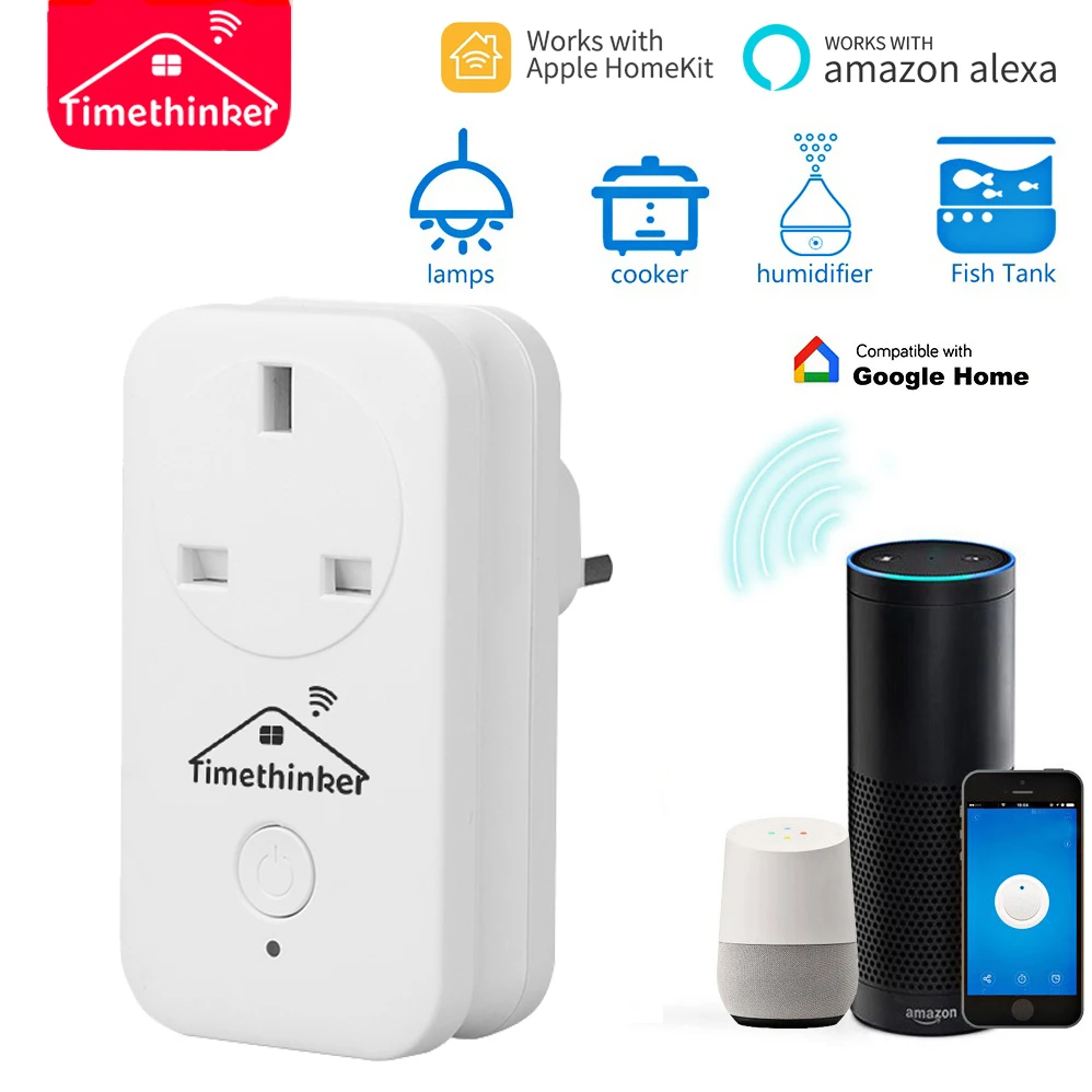 

Timethinker WS2 WiFi Smart Socket 2Pcs Power Plug AU US EU UK Adapter Work for Apple Homekit Siri ALexa Google Home APP
