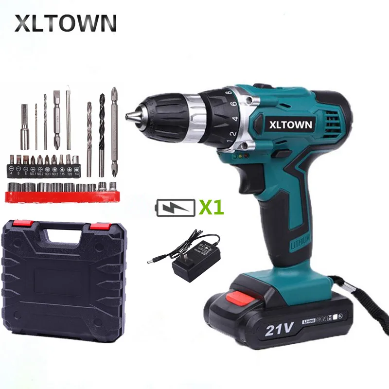 

XLTOWN 21V electric screwdriver hand drill rechargeable electric screwdriver cordless Multifunction drill bits power tools