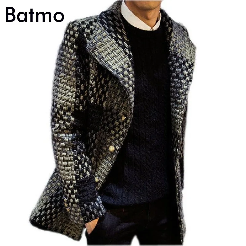

2018 winter coat Men single Breasted Coat Men Outerwear plaid Casual Coat Windbreaker Men Coat