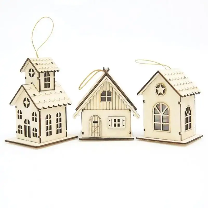 Christmas Decoration LED Lighting Small Wooden House Xmas ...