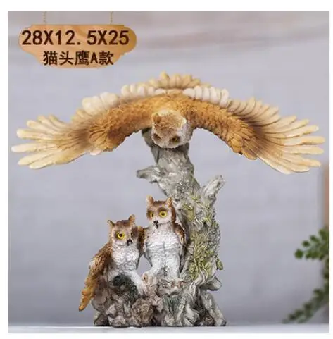 النسور والبوم تزيين الحرف اليدوية دراسة خزانة رف مكتب هدية الطيور الديكور غرفة المعيشة المنزلي طفا تمثال النحت