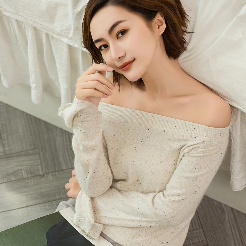 

adohon 2018 womens winter Cashmere sweaters and auntmun women knitted Pullovers High Quality Warm Female Slash neck Casual Solid