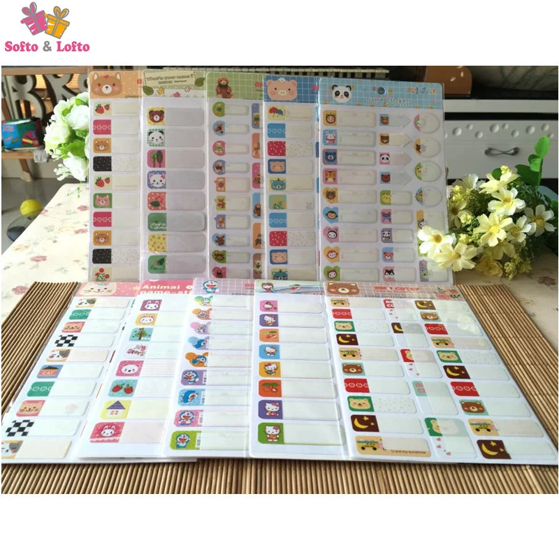 

Free shipping 3sheets Write on Kids Name stickers pvc water proof Kindergarten School office stationery cup Identify toddler