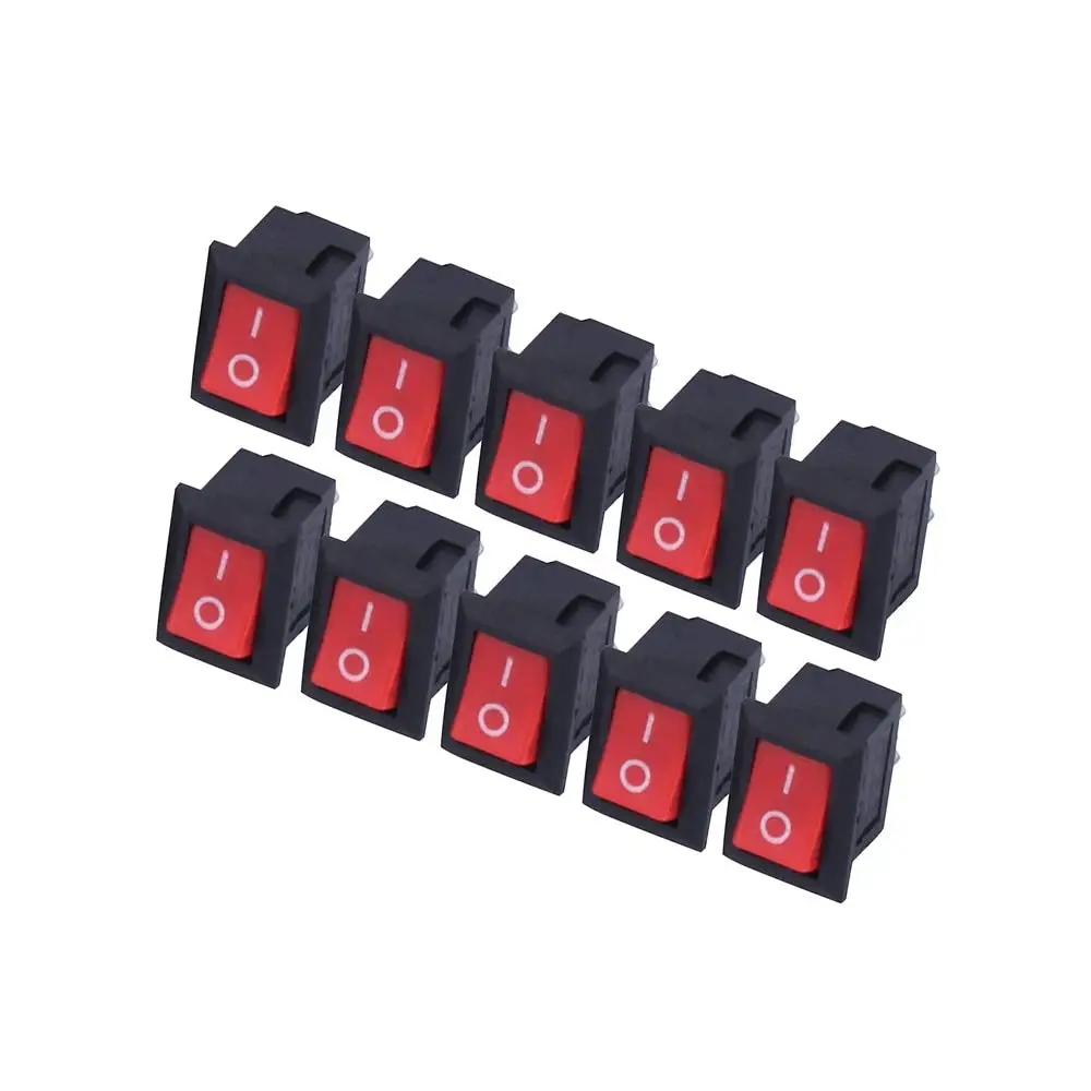 Кнопочный переключатель 10x15 мм SPST 2Pin 3A 250V KCD11 10 шт. кнопочный * 15 черный красный и