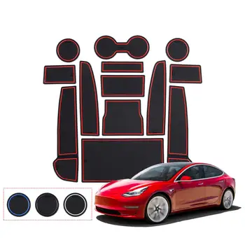 

RUIYA Door Groove Mat For Model 3 2018 2019 2020 Car Anti-Slip Dust-Proof Gate Slot Pads Auto Interior Accessories 13Pcs