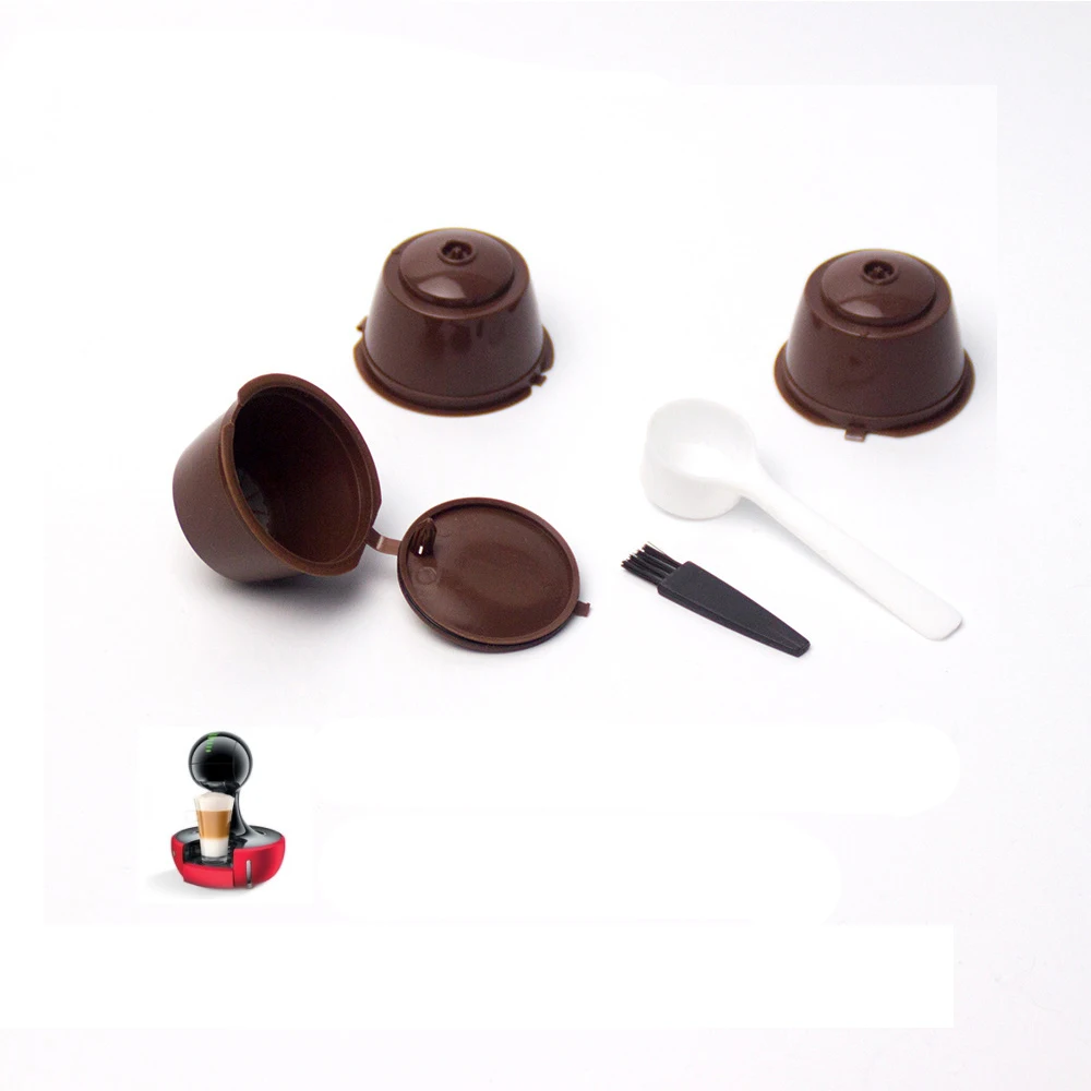 1pc Sweet Taste Coffee Capsule Filter Plastic reusable Compatible Coffee Capsules Coffee Accessories with brush spoon (1)