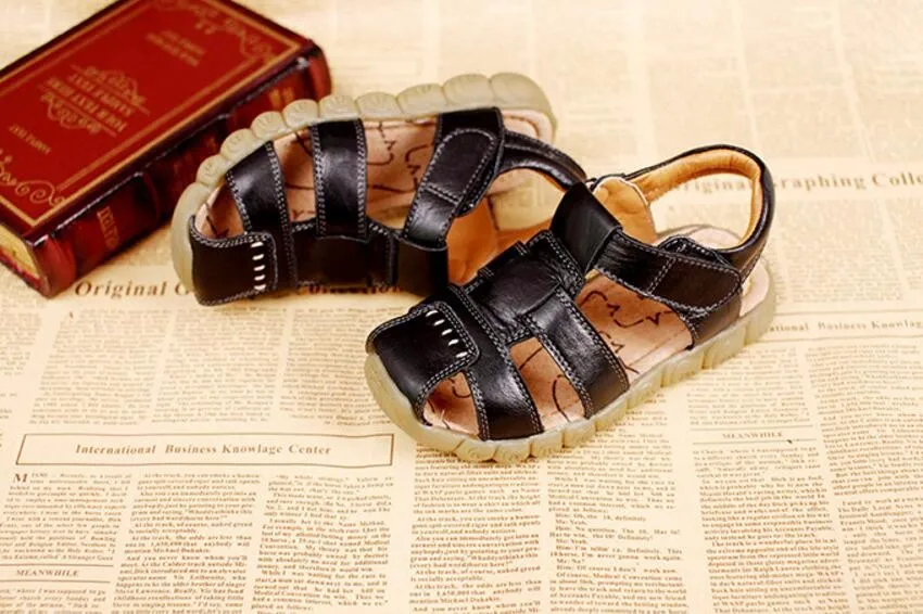 Новые детские сандалии(для мальчика) сандалии из натуральной кожи летние мягкие Baotou пляжная обувь для малышей для девочек детские кроссовки