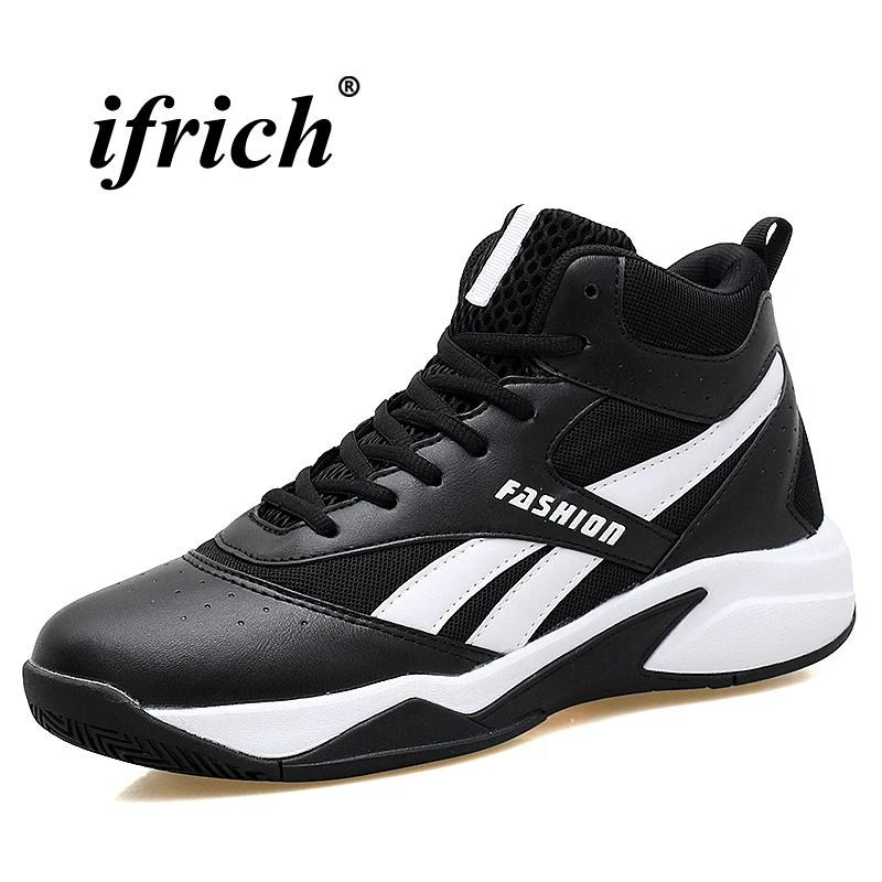 

High Top Sneakers for Men Anti-slip Man Basketball Boots Black White Male Footwear Sports Spring Summer Damping Training Shoes