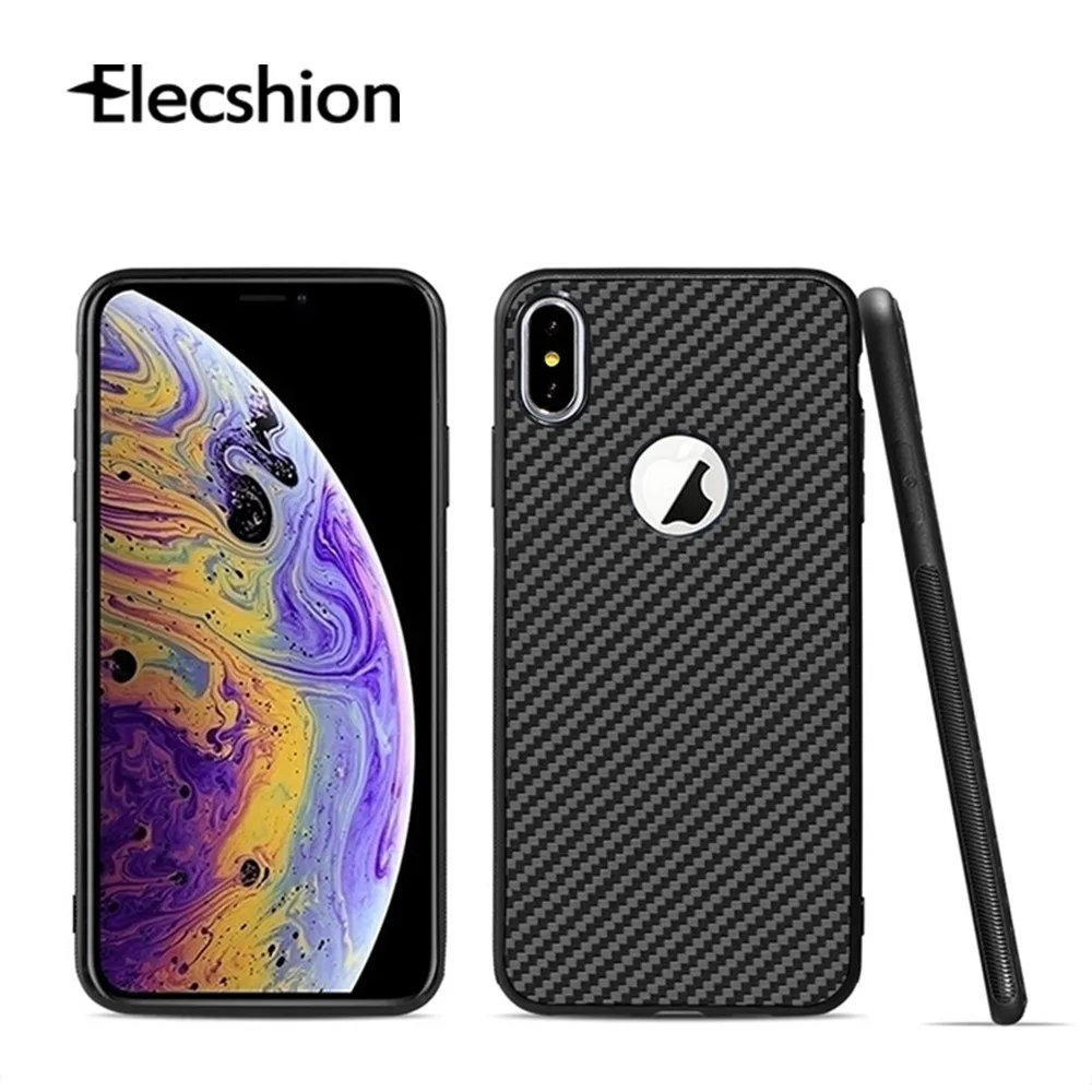 Противоударный чехол для телефона из углеродного волокна iPhone XR мягкий