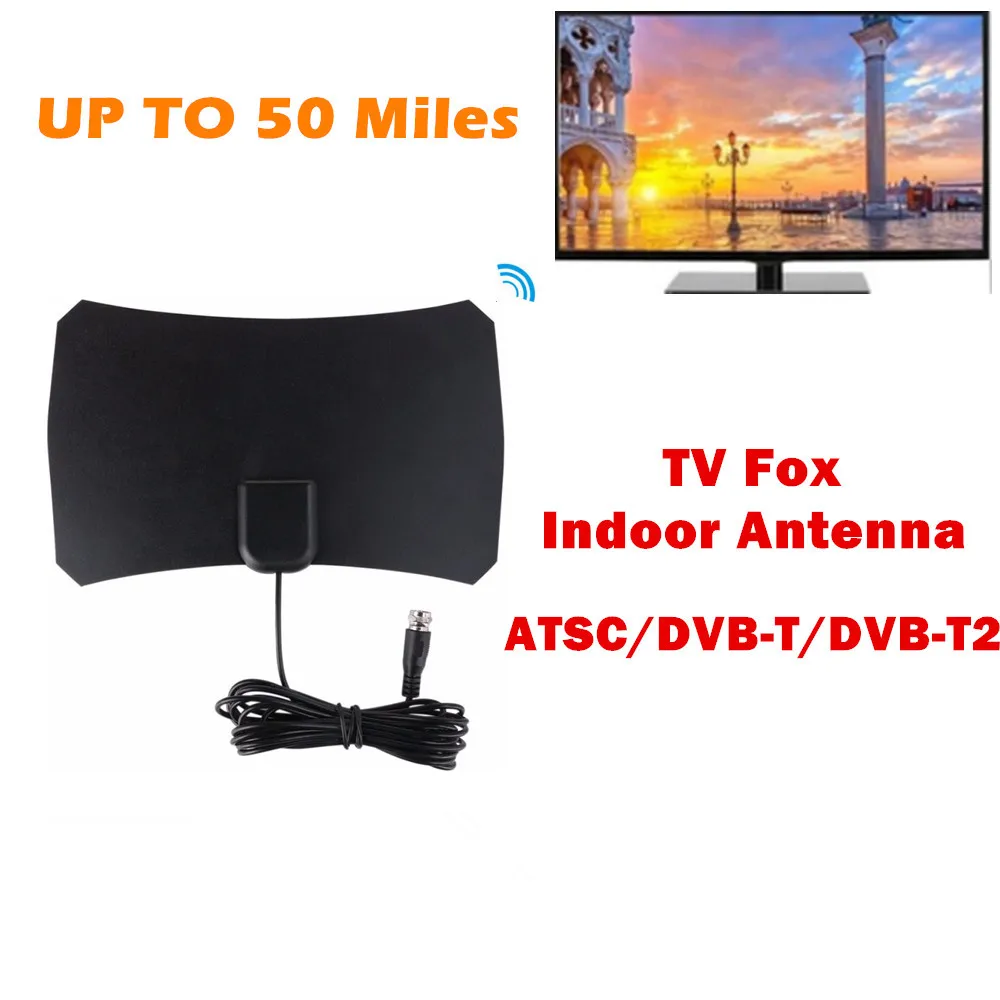 US Plug TV Fox HD Digital DTV Indoor TV Antenna TVFox HDTV Antena DVB T