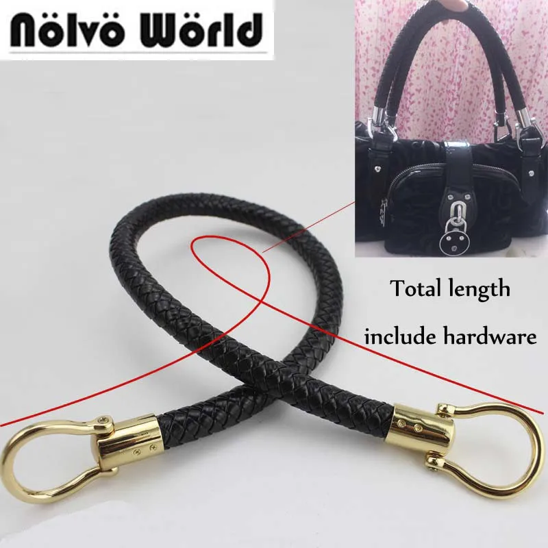 2 pairs= 4 pieces 14mm new round black braided shoulder handbag bag