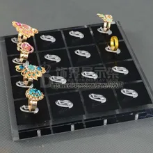 Высокое качество акрил Square Ring Дисплей лоток кольцо показаны стойки 16-кольцо держатель Организатор Витрина