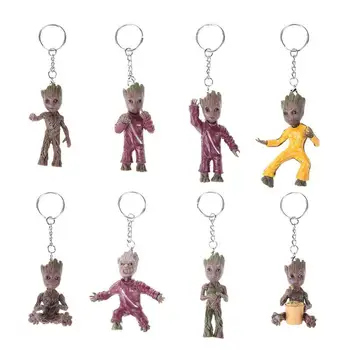 

Baby Groot Tree Man Keychain Key Ring Pendants Dolls Garden Decor Cute Model Toy Hero Model Baby Tree Man Garden Flower Decor