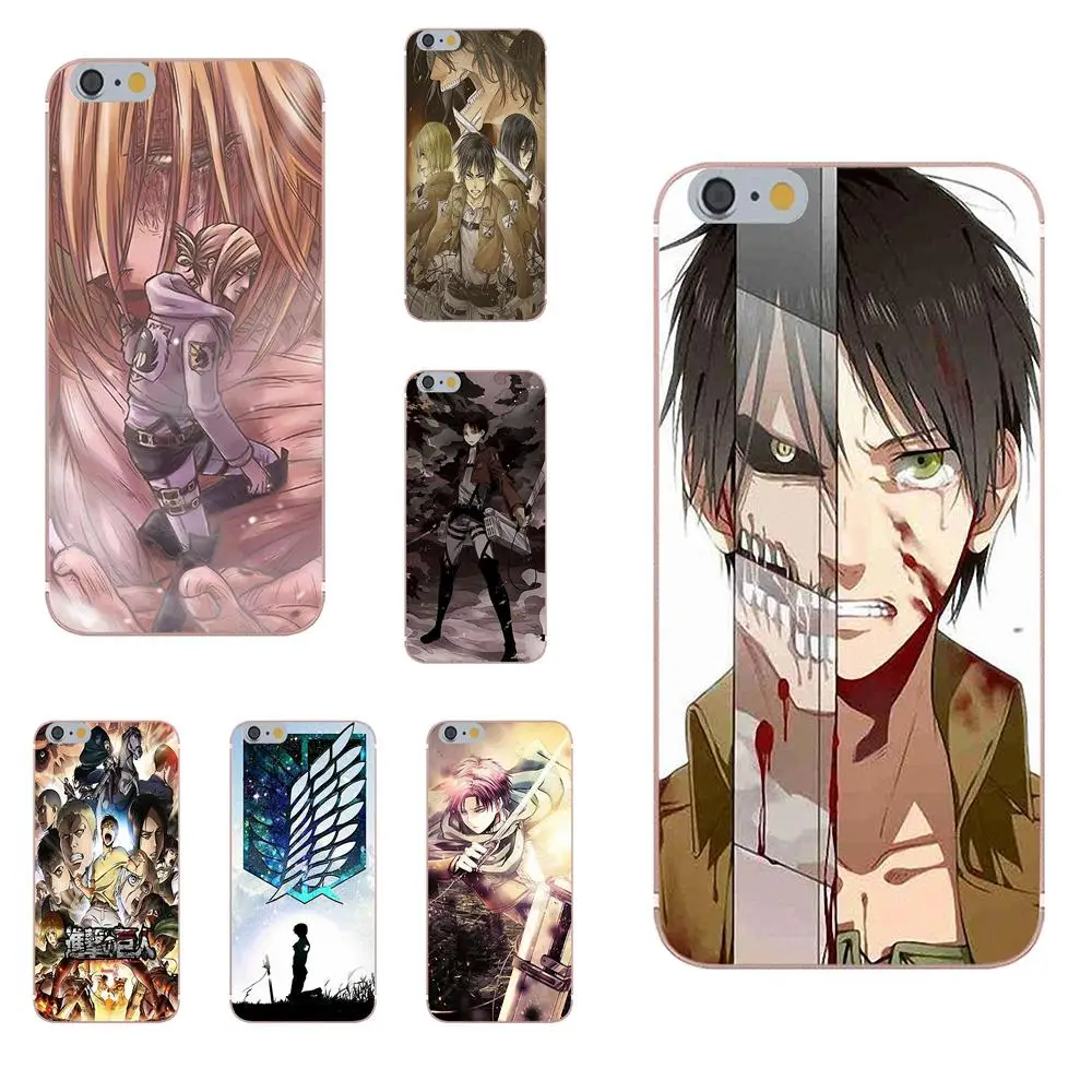 For iPhone 4S 5S 5C SE 6S 7 8 Plus X Galaxy Note 5 6 S9+ Grand Core Prime Alpha Soft Print Capa Anime Japanese Attack On Titan | Мобильные