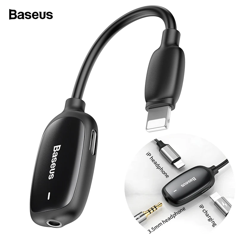Baseus 3 в 1 аудио адаптер для Lightning-3,5 мм разъем разветвитель наушников конвертер наушников для iPhone Xs Max Xr X 8 7 Plus