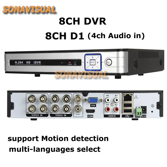 8 канал D1 ВИДЕОНАБЛЮДЕНИЯ DVR H.264 RS485 Домашней Безопасности Цифровой