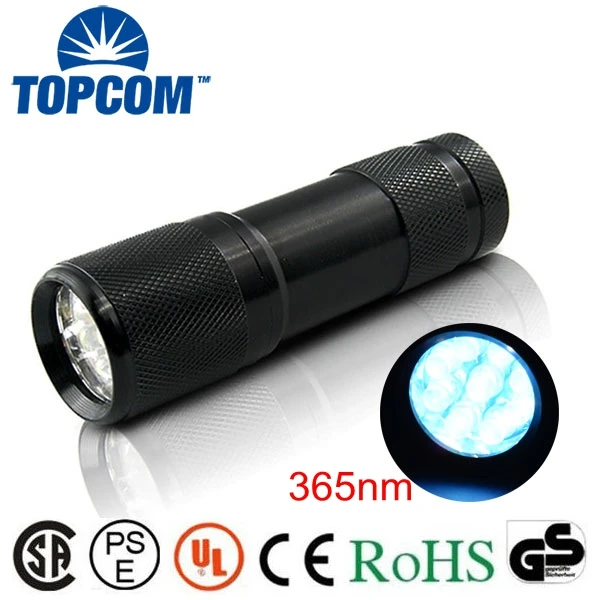 Professional 365 nM 9 UV LED Ultraviolet Mini Flashlight for