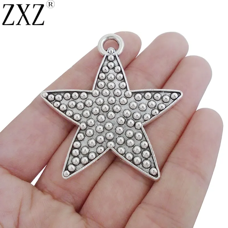

ZXZ 5pcs Antique Silver Large Starfish Star Charms Pendants for Necklace Jewelry Making Jewelry Findings 51x48mm