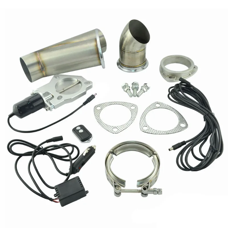 2.25 Inch Stainless Steel Headers Y Pipe Electric Exhaust Cutout Kit