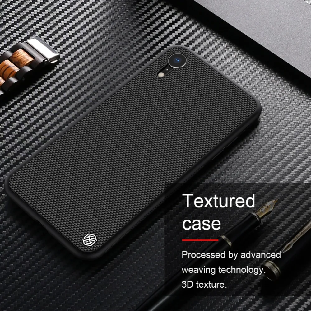 for iPhone XR Case Nillkin 3D Textured Nylon Fiber Back Cover for iPhoneXR Soft Edge Phone Case for iPhone XR Nilkin Hard Coque iphone 8 plus leather case