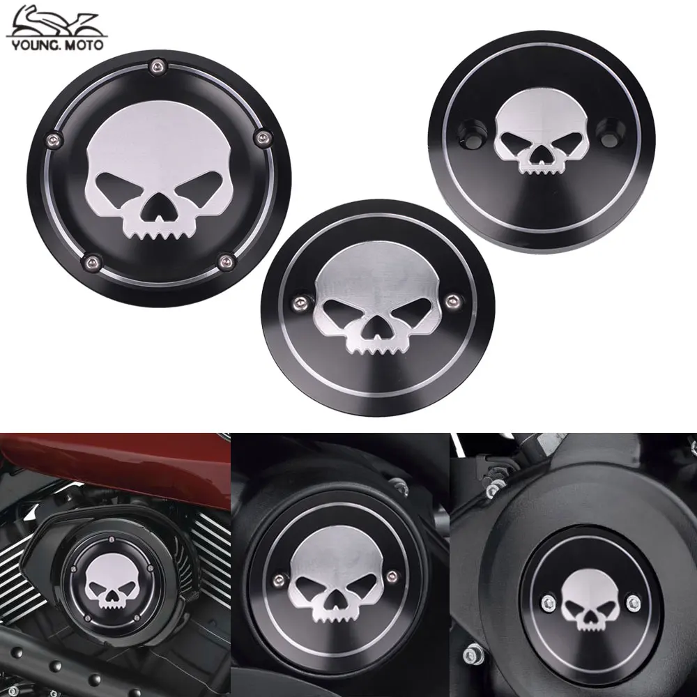 Black Billet Hex Windshield Bolt Kit For 93-13 Harley Touring GREY SKULL CF