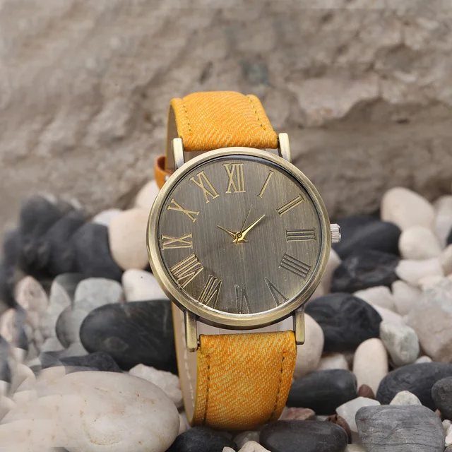 Антикварные часы Relojes, кварцевые мужские часы, повседневные бронзовые часы с кожаным ремешком, мужские наручные часы, Relogio Masculino - Цвет: yellow