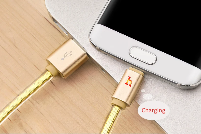 HOCO металлический Плетеный плоский Micro USB кабель светодиодный 2A кабель для быстрой зарядки данных для Xiaomi samsung Android usb зарядный шнур Microusb Новинка