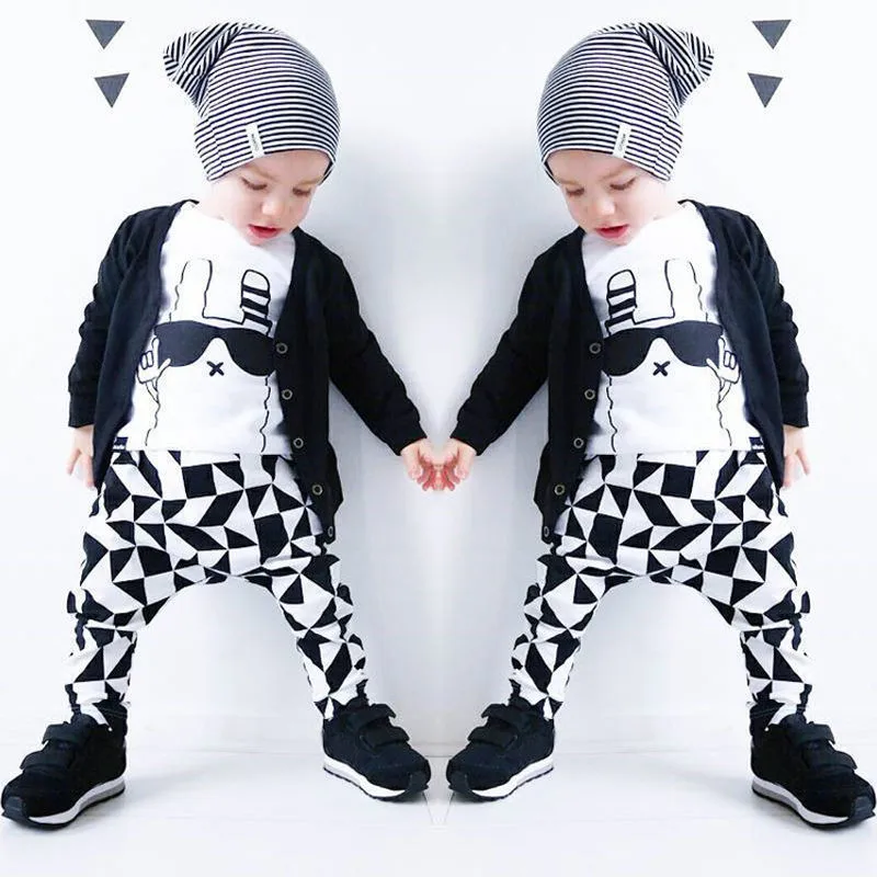 

Cartoon Rabbit Newborn Baby Clothes Sets Infant Boy Girls Summer Clothes Long Sleeve T-shirt Tee +Harem Pants Outfits Set