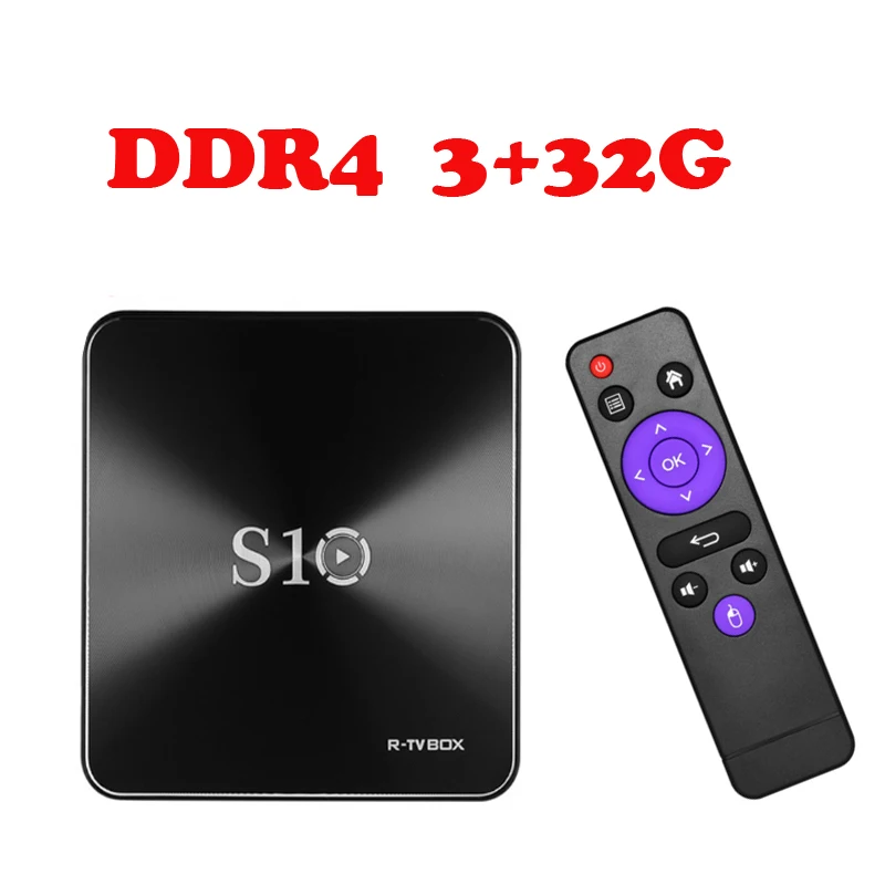 

New R-TV BOX S10 Android 7.1 Smart TV Box S912 Octa core 18.0 DDR4 Ram 3GB+32GB