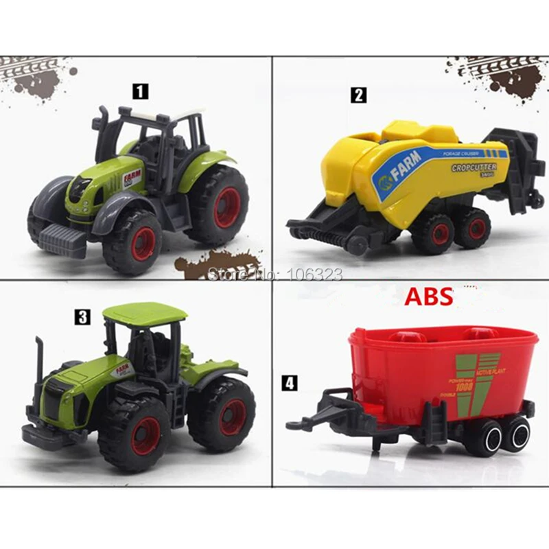 5pcs/set, Die-cast Metal Agricultural Vehicles Combination Model with Plastic Parts, Farm Car Tractor Trailers Collector Edition