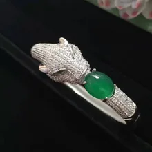 Натуральный зеленый халцедон, браслет с натуральным драгоценным камнем, серебро 925 пробы, крепкие Роскошные вечерние ювелирные изделия с большим леопардом