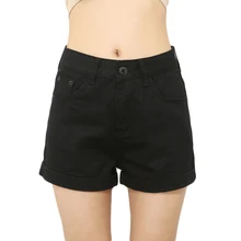 Летние джинсовые шорты с высокой талией для женщин, белые свободные джинсовые шорты большого размера, женские черные джинсы-карандаш, розовые шорты