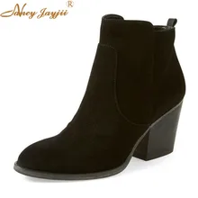 Короткие ботильоны; Цвет Черный; Наивысшее качество; женская зимняя обувь ручной работы на высоком квадратном каблуке; Повседневная Осенняя обувь с острым носком на молнии; Botas De Chuva