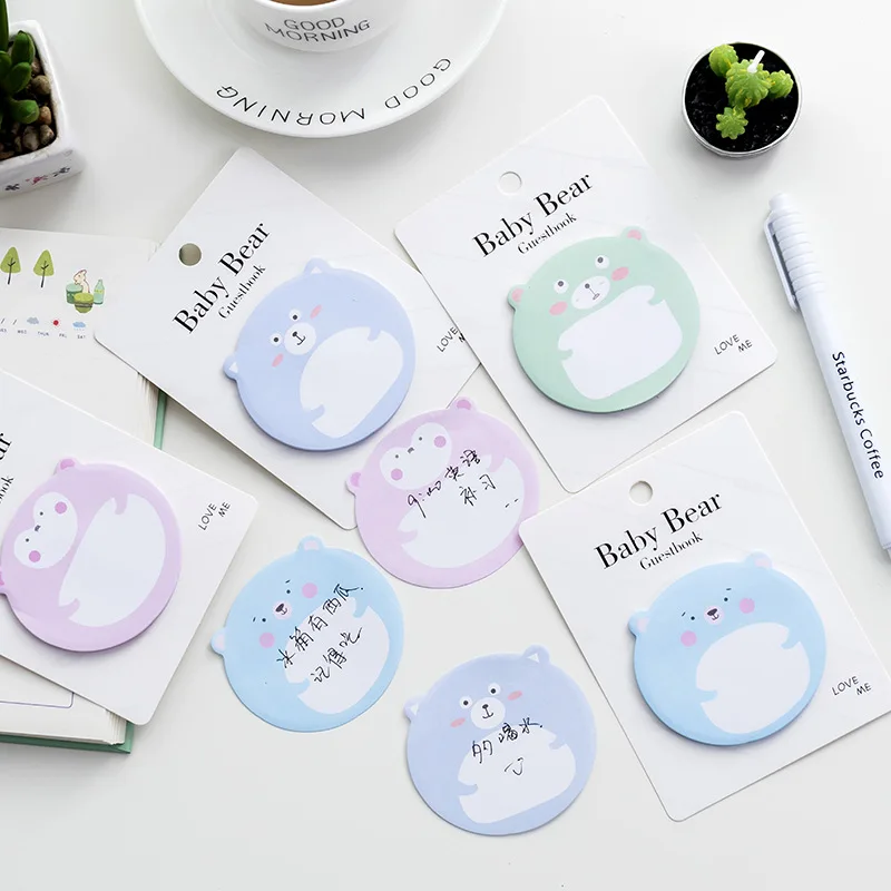 4 шт. Kawaii мы медведь животных Закладка Sticky Note Office Post его Наклейки Листы компьютер студент блокнот канцелярские товары