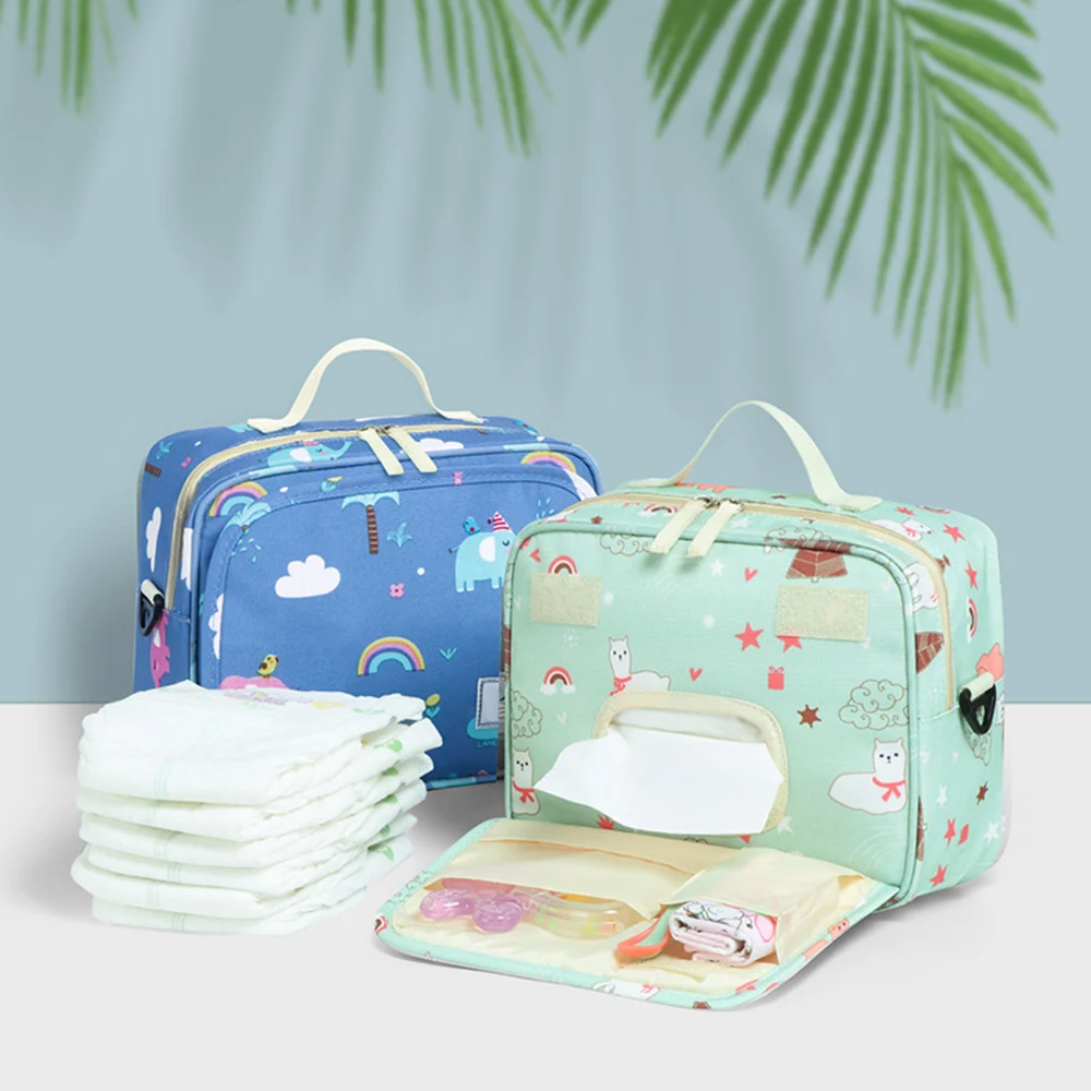 

Baby Diaper Bags Maternity Bag For Disposable Reusable Fashion Design Cartoon Printed Wet Dry Double Handle Women Handbag