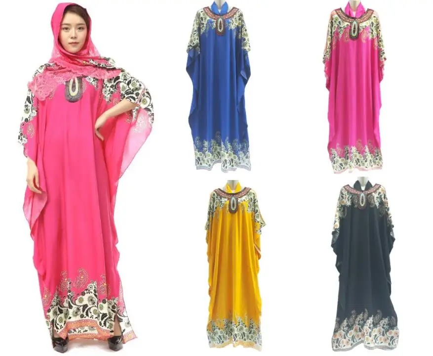 

Hijab + Kaftan Tesettur Elbise O Neck Muslim Dresses Plus Size Abaya Dubai Women's Wear Caftan Muslim Rayon Cotton Prayer Robe