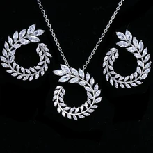 Bettyue Мода Горячая AAA многоцветный Циркон личности три цвета Оливковая ветвь Ювелирные наборы для женщин Свадебные украшения