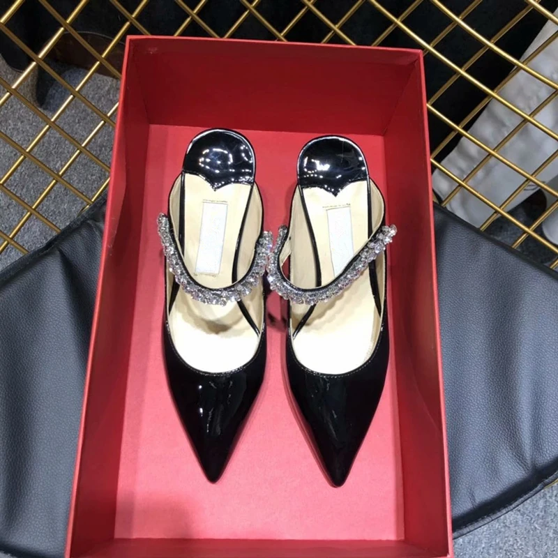 

New Women Fashion Shoes Women Cross Strap Stiletto Heel Sandal Thick High-Heeled Flip Flop Open Toe Sandal Crystal shoes woman