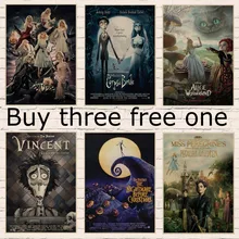 Постеры фильма Тима Бертона, Труп невесты. Винтажная матовая крафт-бумага в ретро стиле, античный плакат, Настенная Наклейка для дома