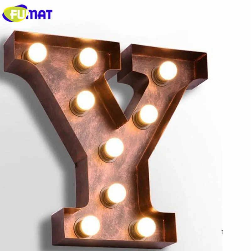 

FUMAT Letters Y Wall Lamps Vintage Alphabet Lights Dinning Room Wall Sconce Bedroom Living Room Art Deco Lamp Letter E27