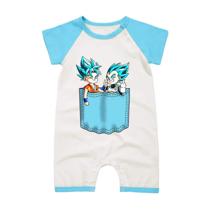 Macacão de Algodão do Bebê Roupas de Dragon Traje dos Desenhos Animados do Bebê Recém nascido Ball Son Goku Vegeta Boy Manga Curta Infantil Criança Macacões 3 roupas son goku vegeta dos desenhos animados