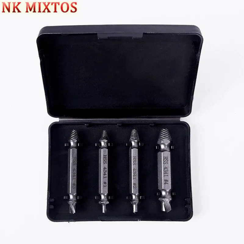 4Pcs/Set HSS Screw Extractor Drill Bits Guide Set Broken Damaged Bolt