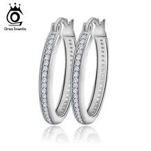 ORSA JEWELS женские серьги-кольца золотого цвета, серебристого цвета, розового золота с кубическим цирконием AAA, Женские Ювелирные изделия для вечеринки OE140