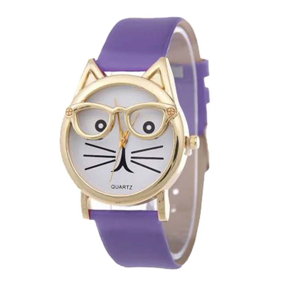

Women Watches Cute Glasses Cat Women Analog Quartz Dial Wrist Watch Bracelet watch relogio feminino reloj mujer montre femme 30X