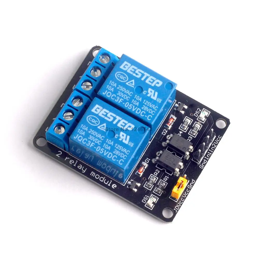 20PCS Black 2 Channel 5V Lamp Relay Module Low level for SCM Household Appliance Control