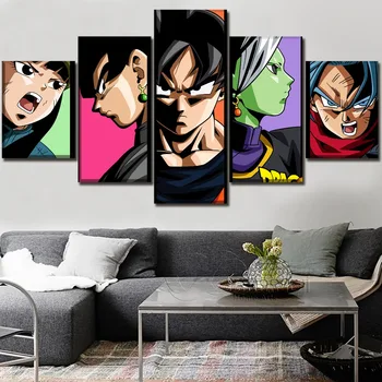 

Wall Art Home Decor Prints Painting Pictures 5 Pieces Modular Dragonball Goku Canvas Modern Poster Modern Bedside Background